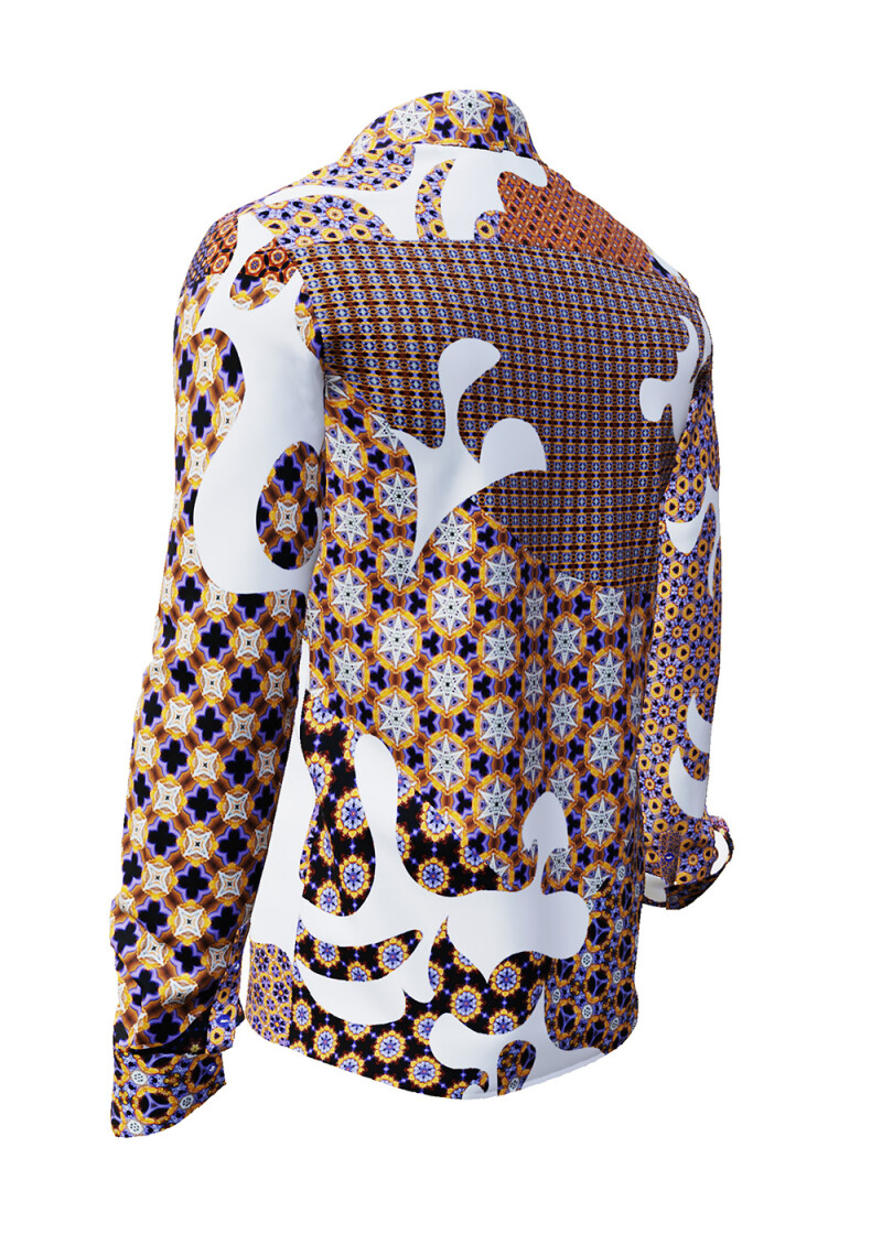 SOL ORIENS - Gelb braun blaues Hemd mit Ornamenten - GERMENS