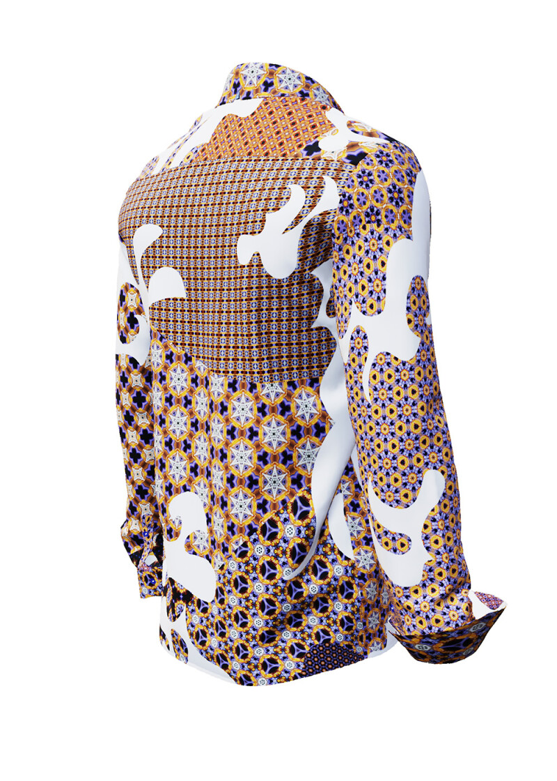SOL ORIENS - Gelb braun blaues Hemd mit Ornamenten - GERMENS