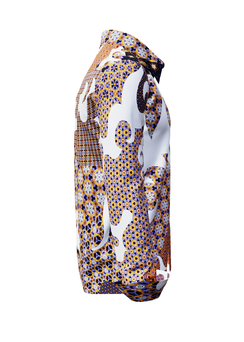 SOL ORIENS - Gelb braun blaues Hemd mit Ornamenten - GERMENS