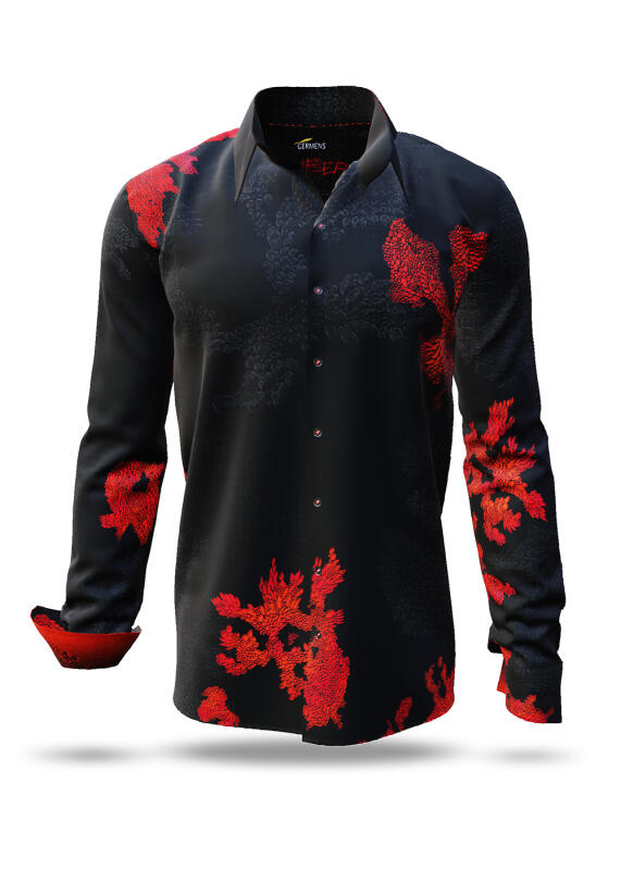 Entdecke bunte Hemden Herren EMBER BLACK - 100 % Baumwolle