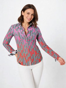 ausgefallene Damenbluse für Damen - STALACNITE RED - 100 % Baumwolle - GERMENS artfashion - Größen XS bis 3XL