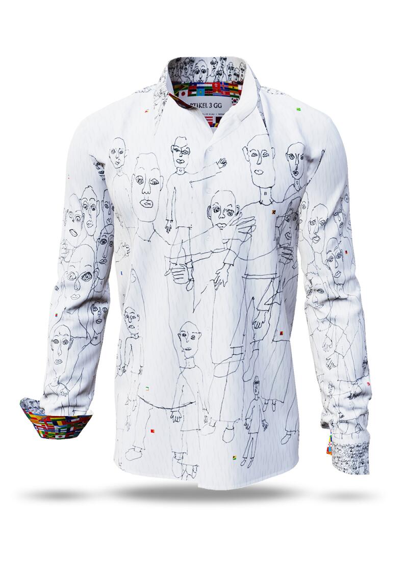ARTIKEL 3GG - White men´s shirt with black illustration -...