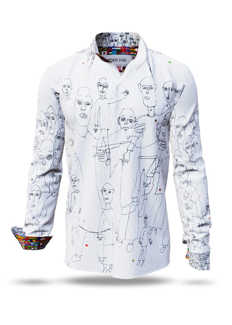 ARTIKEL 3GG - White men´s shirt with black illustration - GERMENS