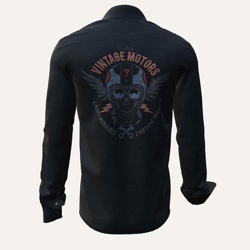 VINTAGE MOTORS - Black biker shirt 