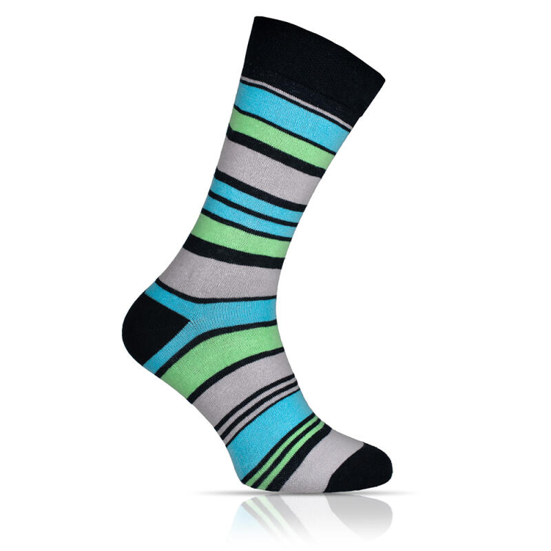 RAINING STRIPES - Farbig gestreifte Socke in schwarz, grau, blau und grün