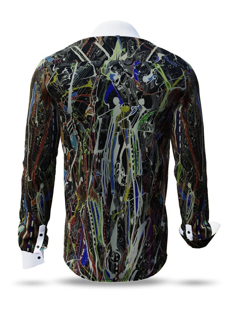RINDENHEMD - Dark men´s shirt with white collar and cuffs