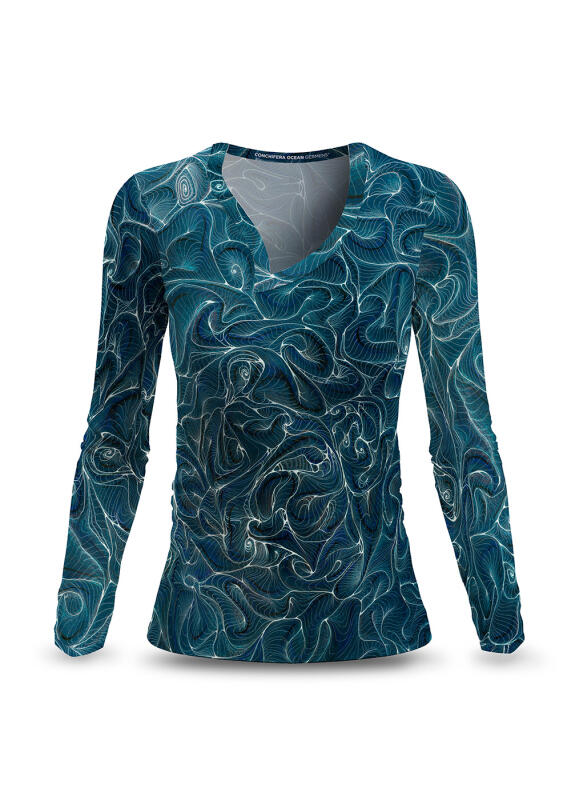 Langarm Shirt Damen CONCHIFER OCEAN von GERMENS artfashion - hergestellt aus 100 % Baumwolle Made in Sachsen/Germany - 7 Größen von XS bis 3XL