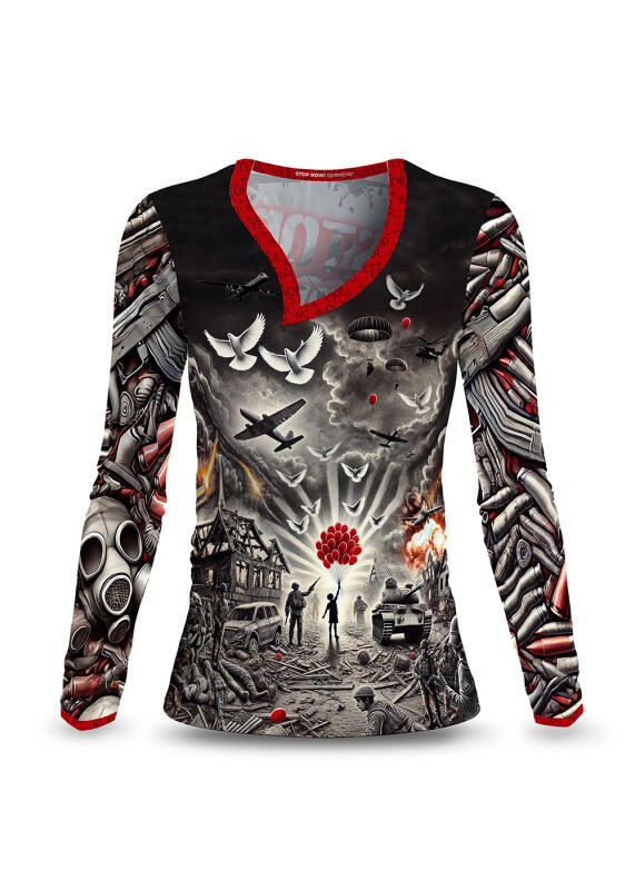 STOP NOW! Anti-war long-sleeved shirt for women - 100% cotton - GERMENS artfashion