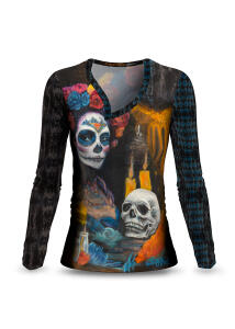 DIA DE LOS MUERTES - Womens dark long-sleeved shirt -...