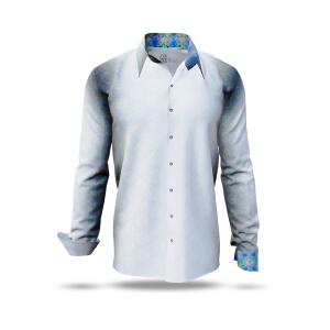 CRANII - gray-green-blue shimmering shirt with skull -...