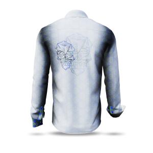 CRANII - gray-green-blue shimmering shirt with skull -...