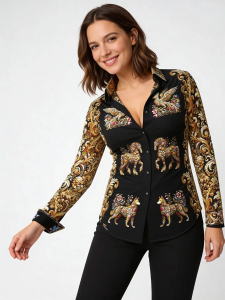 ausgefallene Damenbluse für Damen - BAROQUENT - 100 % Baumwolle - GERMENS artfashion - Größen XS bis 3XL