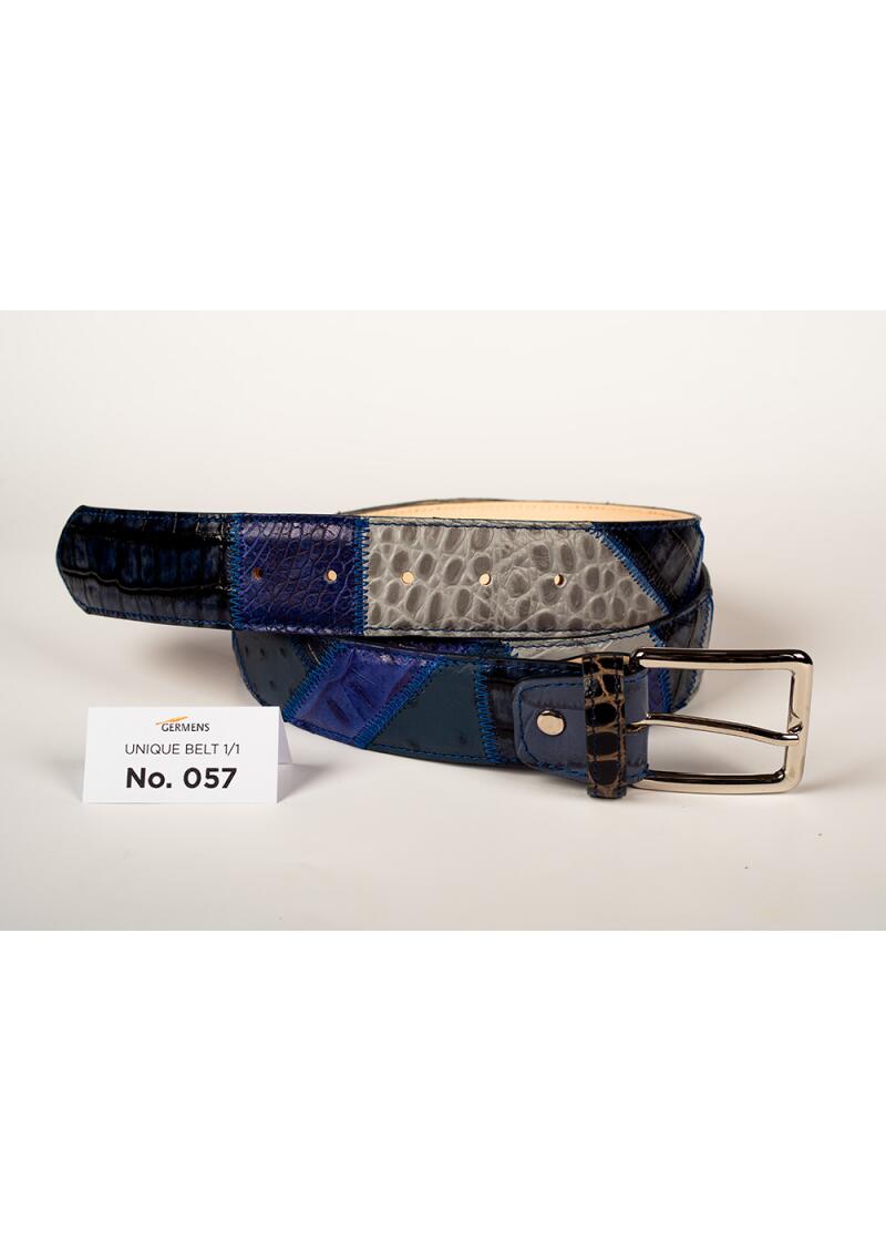Entdecken Sie den GERMENS Ledergürtel Herren No. 057. Handgefertigt in Mailand aus hochwertigem Rindsleder, einzigartiges Patchwork-Design, exklusiv und limitiert.