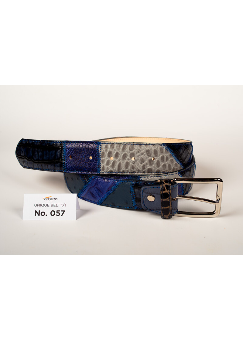 Entdecken Sie den GERMENS Ledergürtel Herren No. 057. Handgefertigt in Mailand aus hochwertigem Rindsleder, einzigartiges Patchwork-Design, exklusiv und limitiert.