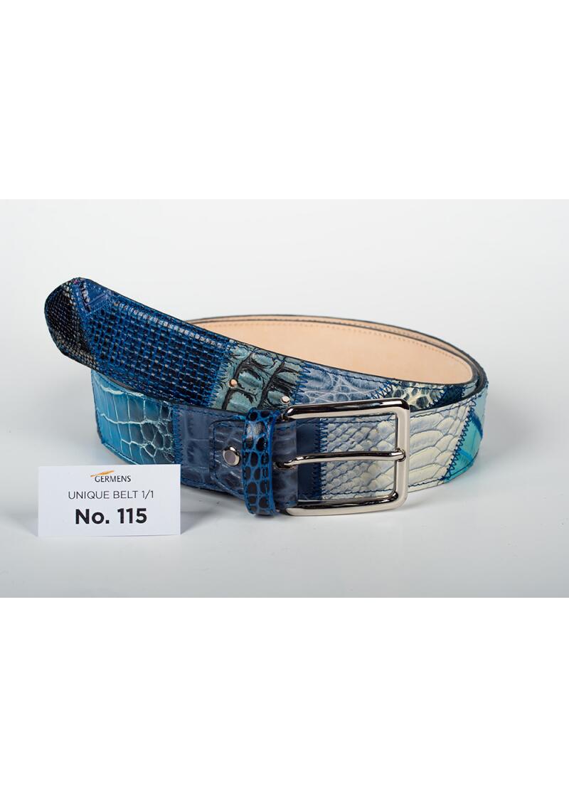 Entdecken Sie den GERMENS Ledergürtel Herren No. 115. Handgefertigt in Mailand aus hochwertigem Rindsleder, einzigartiges Patchwork-Design, exklusiv und limitiert.