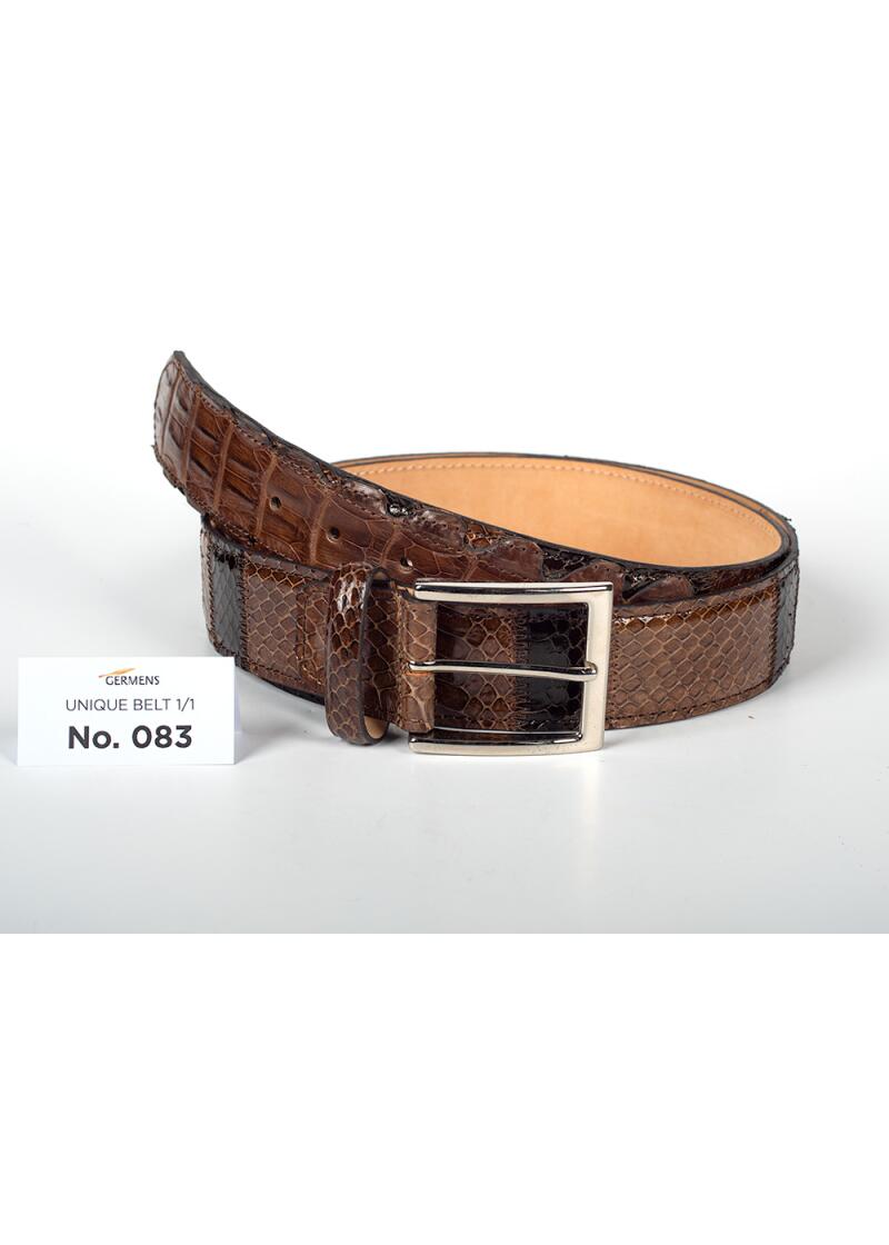 Entdecken Sie den GERMENS Ledergürtel Herren No. 083. Handgefertigt in Mailand aus hochwertigem Rindsleder, einzigartiges Patchwork-Design, exklusiv und limitiert.