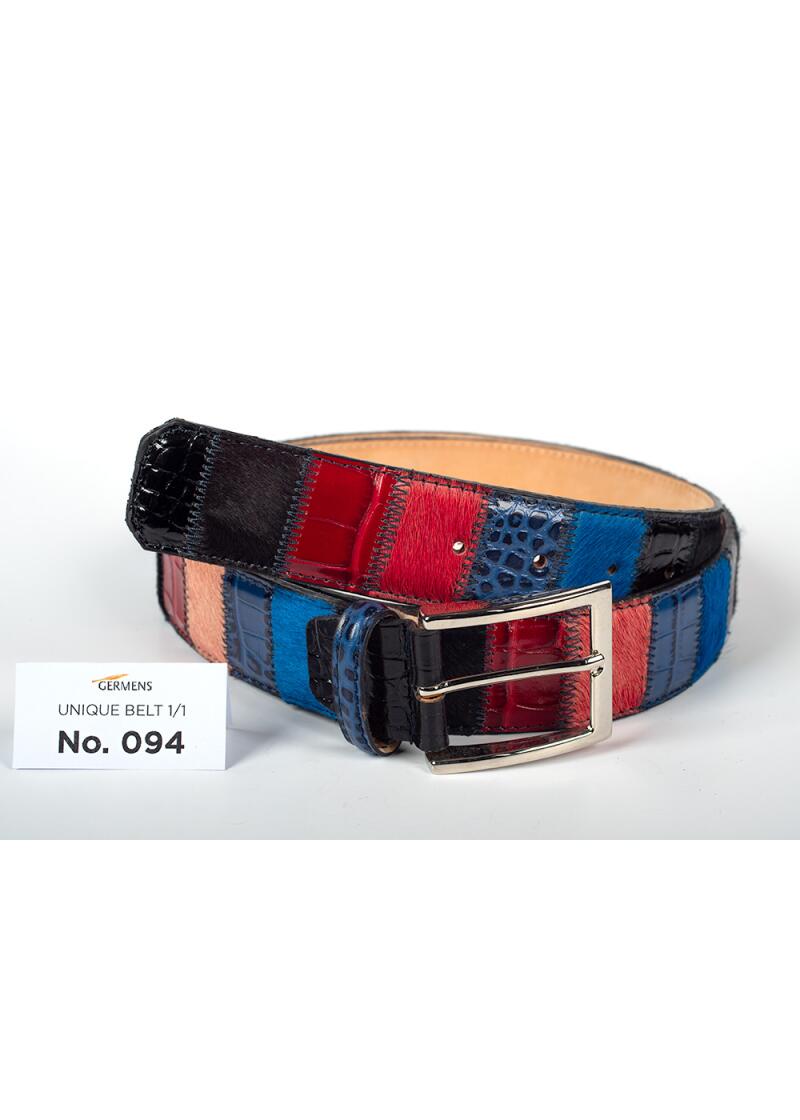 Entdecken Sie den GERMENS Ledergürtel Herren No. 094. Handgefertigt in Mailand aus hochwertigem Rindsleder, einzigartiges Patchwork-Design, exklusiv und limitiert.