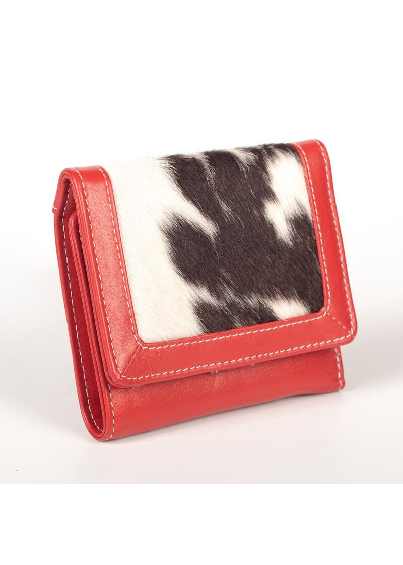 Red wallet for men and women with calf hair DUBLIN and RFID protection