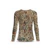 beiges Langarmshirt Damen OUTBACK ESSENCE von GERMENS artfashion mit Motiven Australiens - hergestellt aus 100 % Baumwolle Made in Sachsen/Germany - 7 Größen von XS bis 3XL