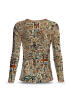 beiges Langarmshirt Damen OUTBACK ESSENCE von GERMENS artfashion mit Motiven Australiens - hergestellt aus 100 % Baumwolle Made in Sachsen/Germany - 7 Größen von XS bis 3XL