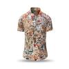beige summer shirt for men OUTBACK ESSENCE by GERMENS artfashion with motifs of the outback in Australia - 100 % cotton