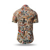 beige summer shirt for men OUTBACK ESSENCE by GERMENS artfashion with motifs of the outback in Australia - 100 % cotton