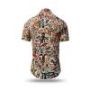 beiges Sommerhemd Herren OUTBACK ESSENCE von GERMENS artfashion mit Motiven des Outbacks in Australien - 100 % Baumwolle
