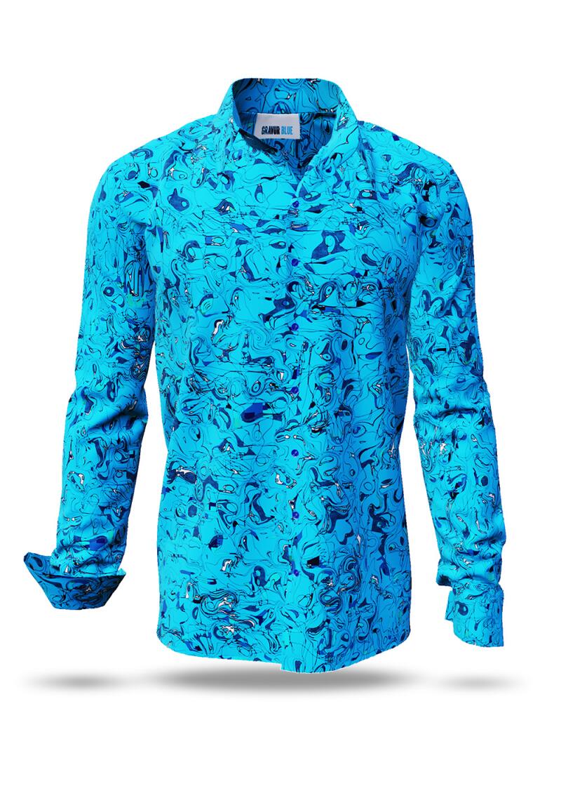 GRAVUR BLUE - Blue casual shirt- GERMENS