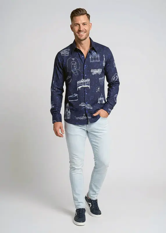 Discover button up shirts for men ELBFLORENZ DRESDEN PHIRSAND - 100% cotton