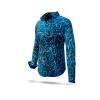 Extravagante blaue Hemdbluse CONCHIFERA OCEAN von GERMENS artfashion aus 100 % Baumwolle - 7 Größen von XS bis 3XL