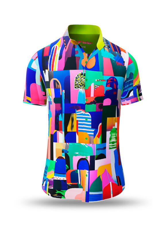 Summer shirt for men CITY OF FANTASY - 100% cotton - 10 sizes from XS to 6XL - exceptional design - finest workmanship - fabrics made in Germany - limited edition and exclusive