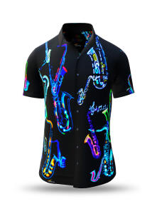 Herren Hemden Kurzarm NEON SAXOPHONE GERMENS - 100 % BW