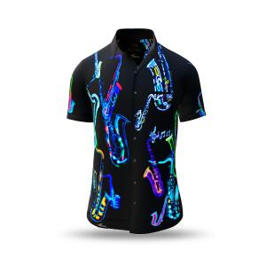 Herren Hemden Kurzarm NEON SAXOPHONE GERMENS - 100 % BW