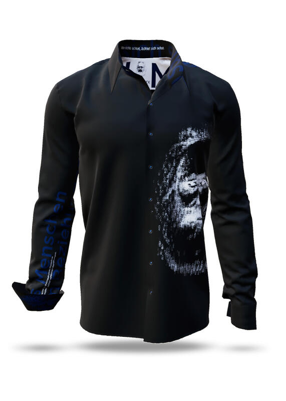Black Button Up Shirt TYPEWRITER KARL MARX BLACK from GERMENS