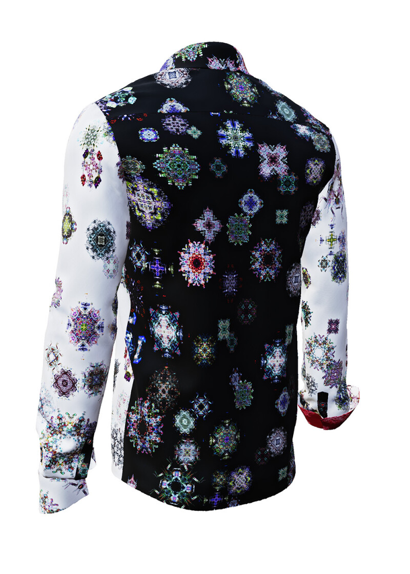 KALEIDOSCOPE - Schwarz weies Hemd mit farbigen Mustern - GERMENS