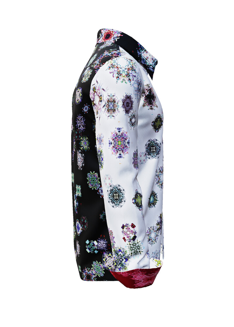 KALEIDOSCOPE - Schwarz weies Hemd mit farbigen Mustern - GERMENS