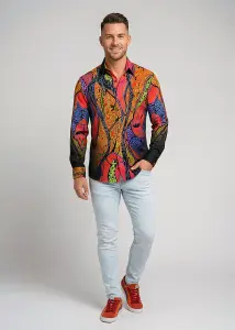 Entdecke bunte Hemden Herren AFRICAN DREAM - 100 % Baumwolle