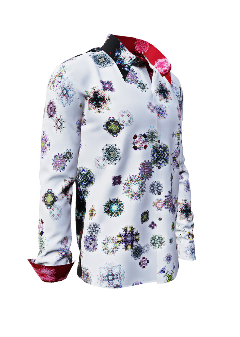 KALEIDOSCOPE - Schwarz weies Hemd mit farbigen Mustern - GERMENS