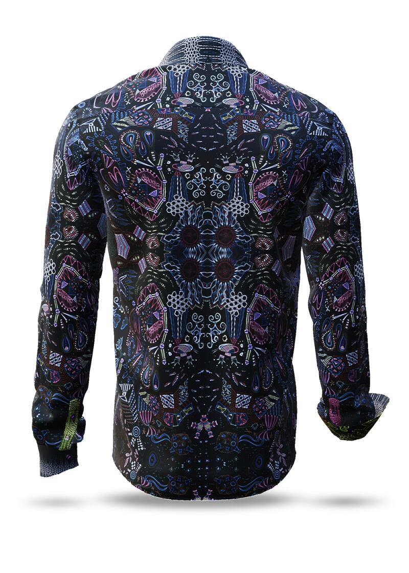 CARROUSEL BLACK - black shirt with coloured structures -...