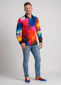 Discover colorful button up shirts for men...