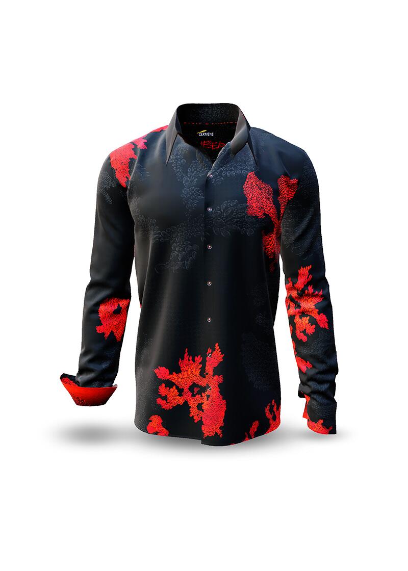 EMBER BLACK - Black red mensshirt - GERMENS