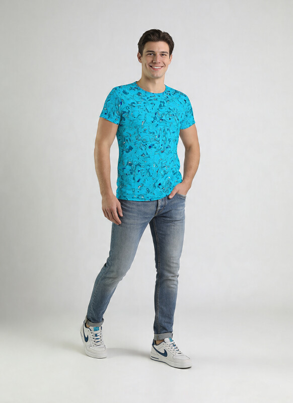 ausgefallene T-Shirts für Männer - GRAVUR BLUE - 100 % Baumwolle - GERMENS artfashion - Größe 3XL