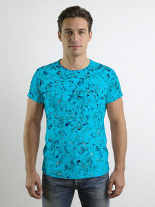 ausgefallene T-Shirts für Männer - GRAVUR BLUE - 100 % Baumwolle - GERMENS artfashion - Größe 5XL