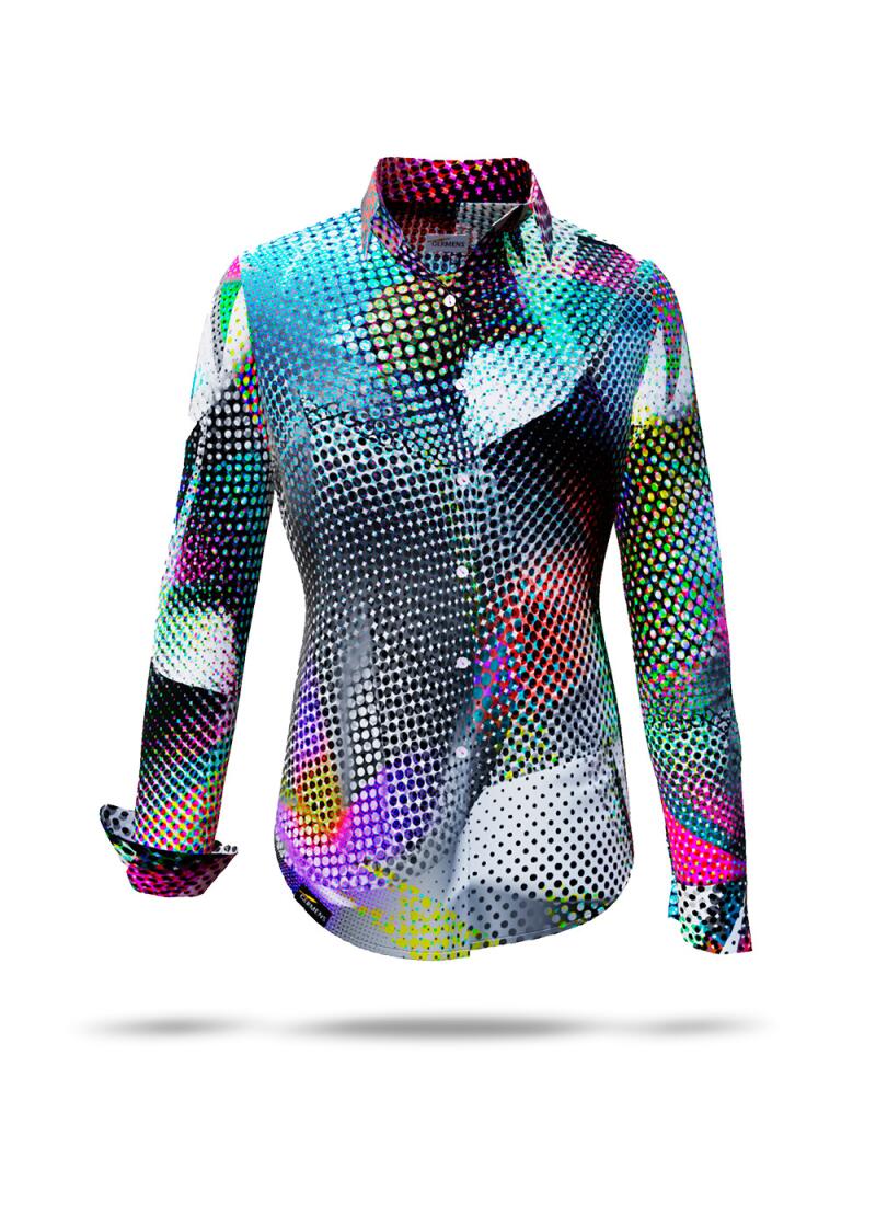 Discover the RASTERBLUETE womens blouse from GERMENS, limited to just 7 pieces. Each size can only be ordered once and only in the period 7.-14,09.2025