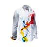 HERZBLUT - White men´s shirt with colored artists drawing