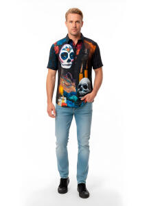 DIA DE LOS MUERTES - dark summer shirt - 100% cotton -...