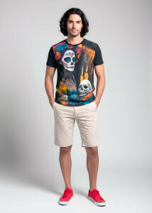 DIA DE LOS MUERTES - dark T-shirt for men - 100% cotton -...