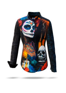 DIA DE LOS MUERTES - dunkle Blusen Damen - 100 %...