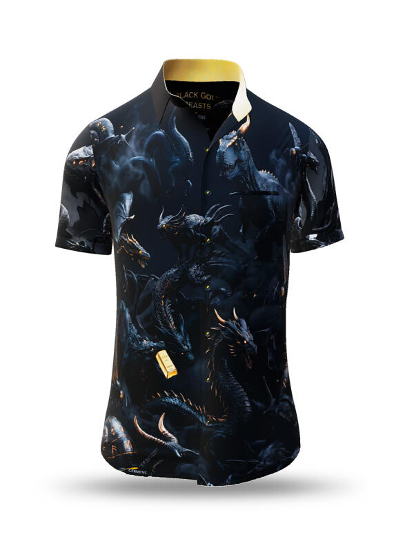 Black Friday 2025 - BLACK GOLD BEASTS short-sleeved shirt for men by GERMENS