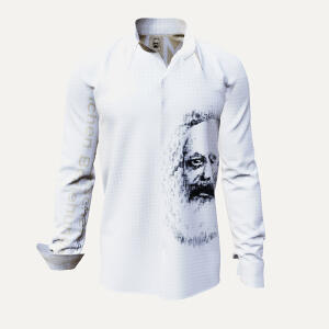 KARL MARX - White men´s shirt with black portrait -...